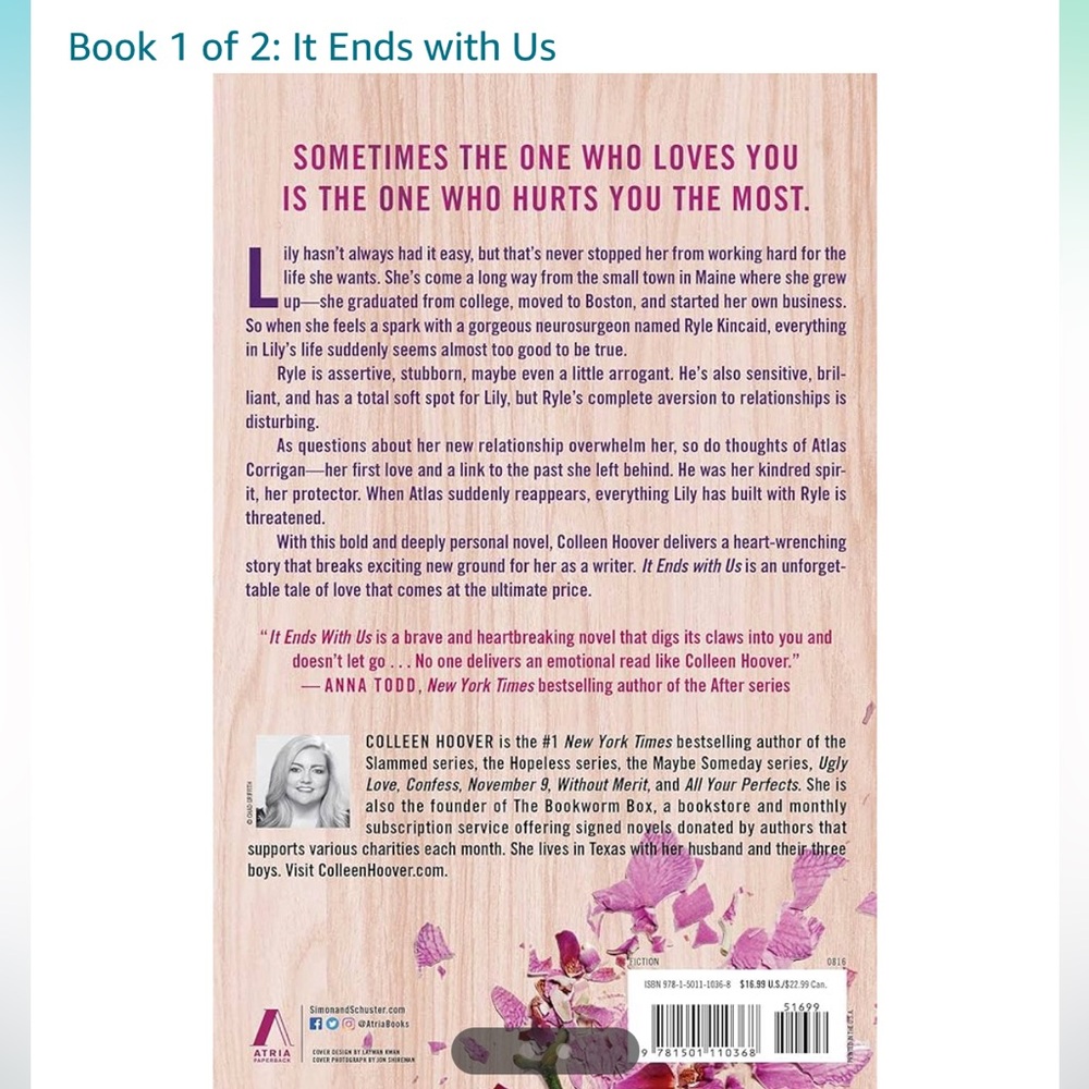It Ends With Us by Colleen Hoover - Picture 3 of 4